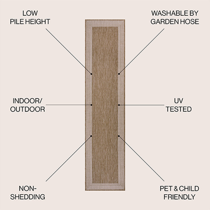 Tapis d'intérieur / extérieur Kaliee, Tapis de couloir 2 pi x 7 pi 10 po