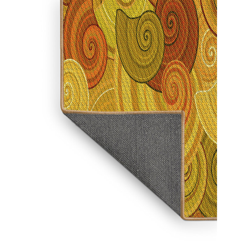 Tapis abstrait jaune / brun / vert, Rectangle 7 pi x 10 pi