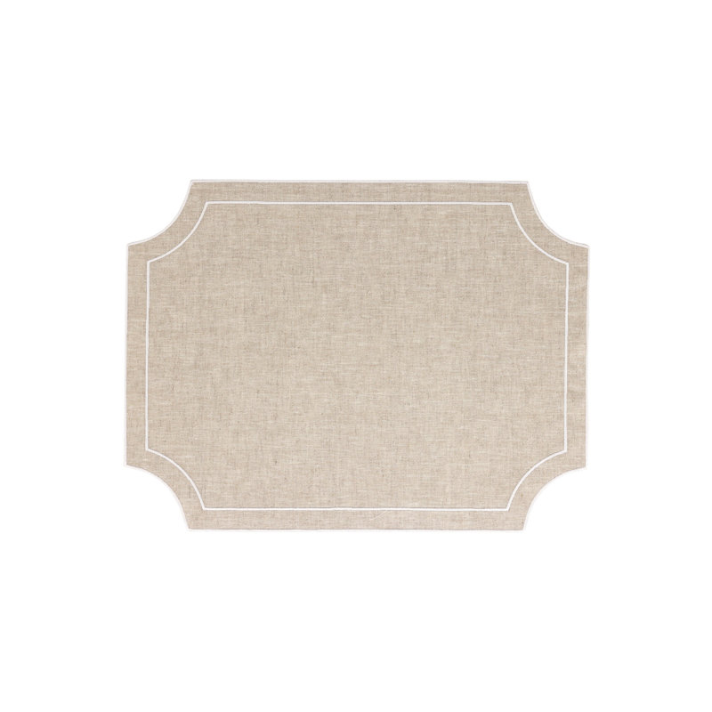 Tessuti Rectangular Placemats with Stitching, Natural/White