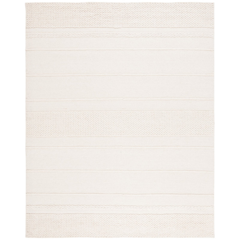 Brookneal Striped Hand-Woven Flatweave Wool/Cotton Natural Area Rug, Rectangle 8' x 10'