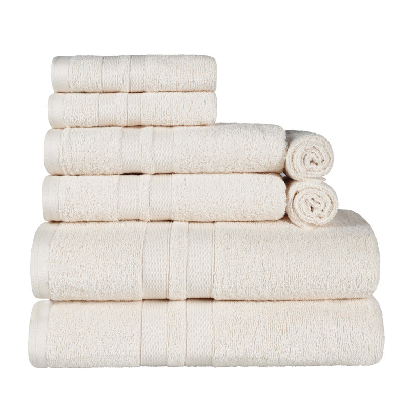 Blue Nile Mills Calista Ultra Soft & Ultra Absorbent 8-Piece 100% Cotton Towel Set, Ivory