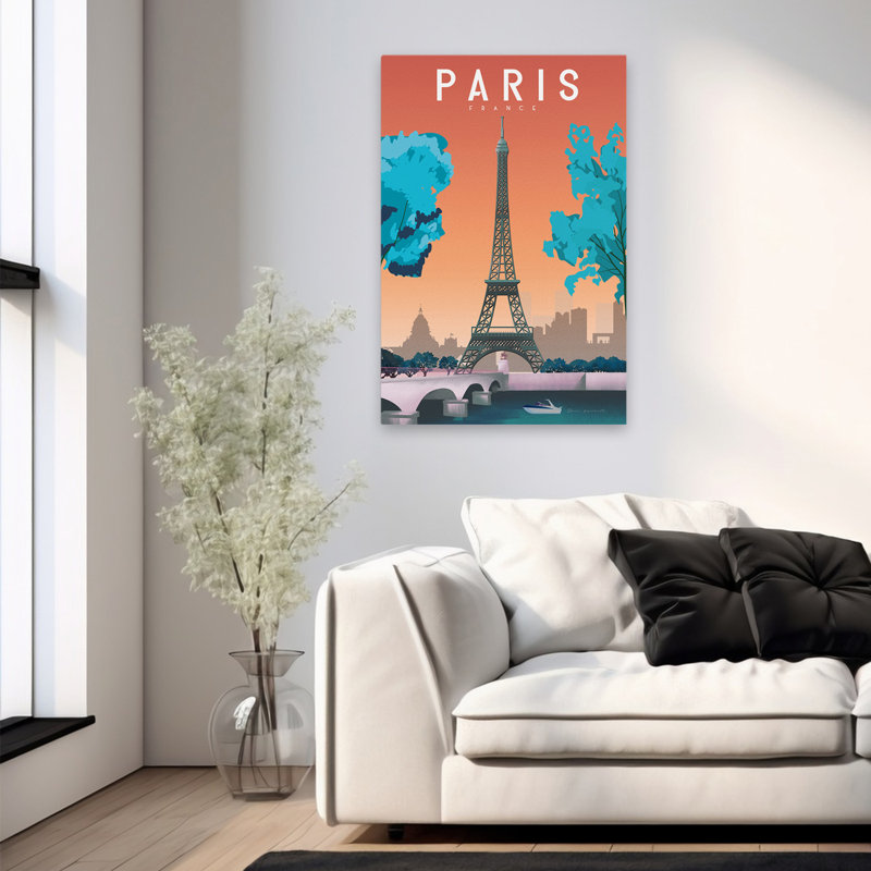 Paris, France, aventure, architecture, bateaux bleus, art, H 36 po x l 24 po