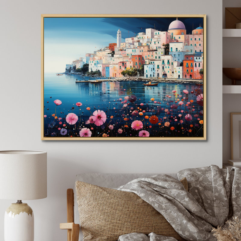 Pink Italy Capri Dreams - Affiches décoratives d'Italie, H 12 po x l 20 po x P 1 po, Cadre naturel flottant