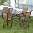 Ensemble de 5 tabourets de bar à dossier haut et plateau en faux bois
