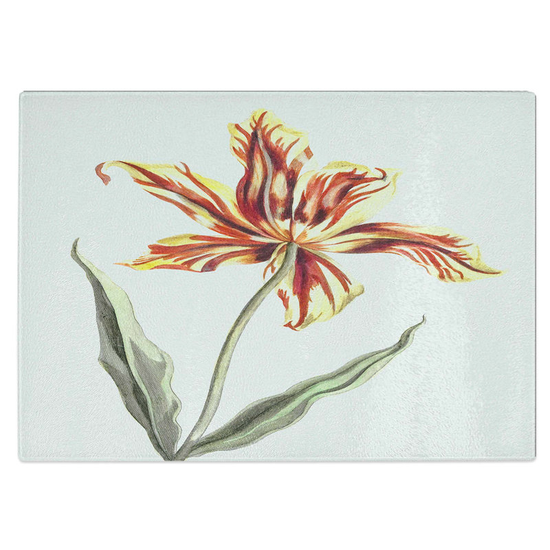 Tempered Glass a Tulip Flower Chopping Board, 39 cm W x 28.5 cm L