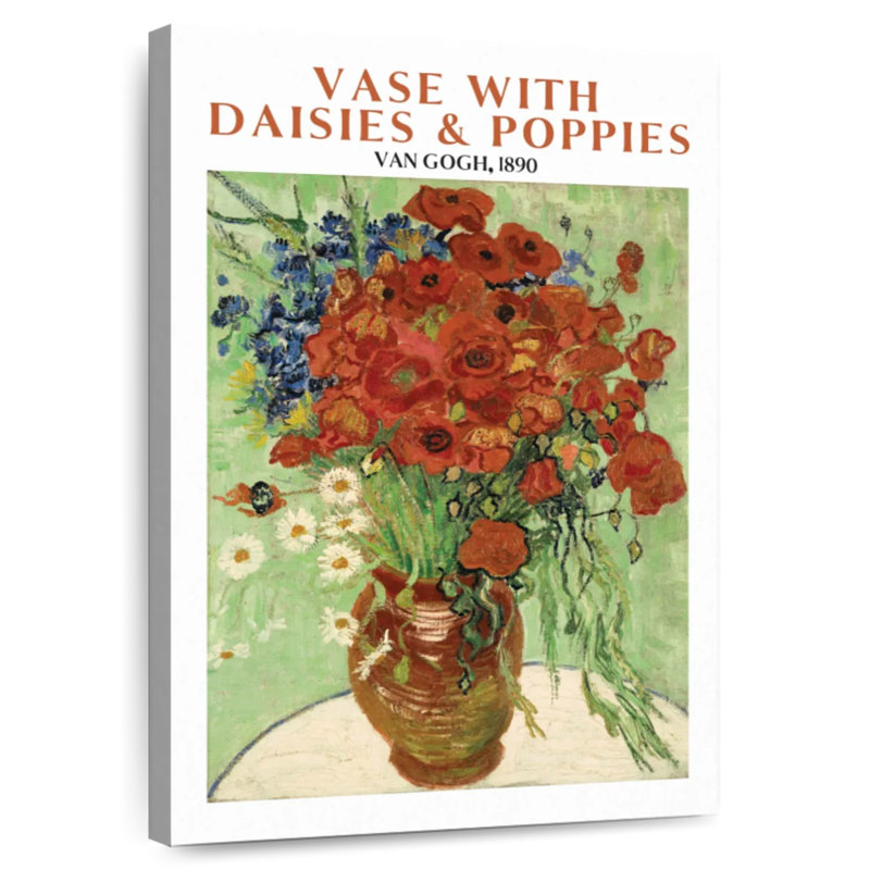 Vase avec marguerites et coquelicots Van Gogh, H 36 po x l 24 po