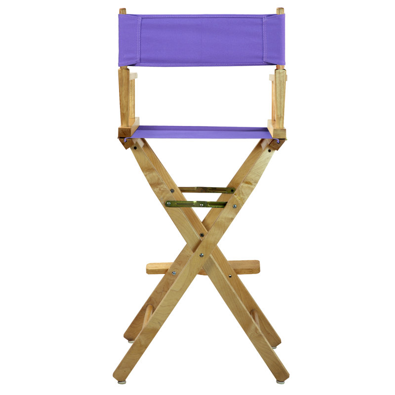 30" Folding Director Chair with Canvas, Natural, Purple