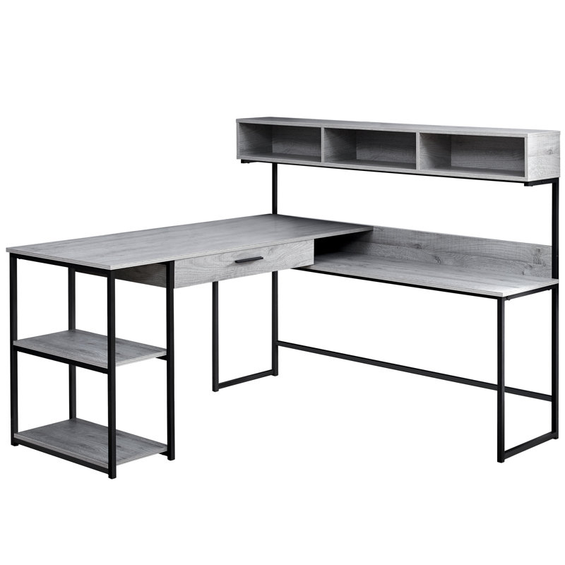 Bureau d'ordinateur en L 59 po gris et noir
