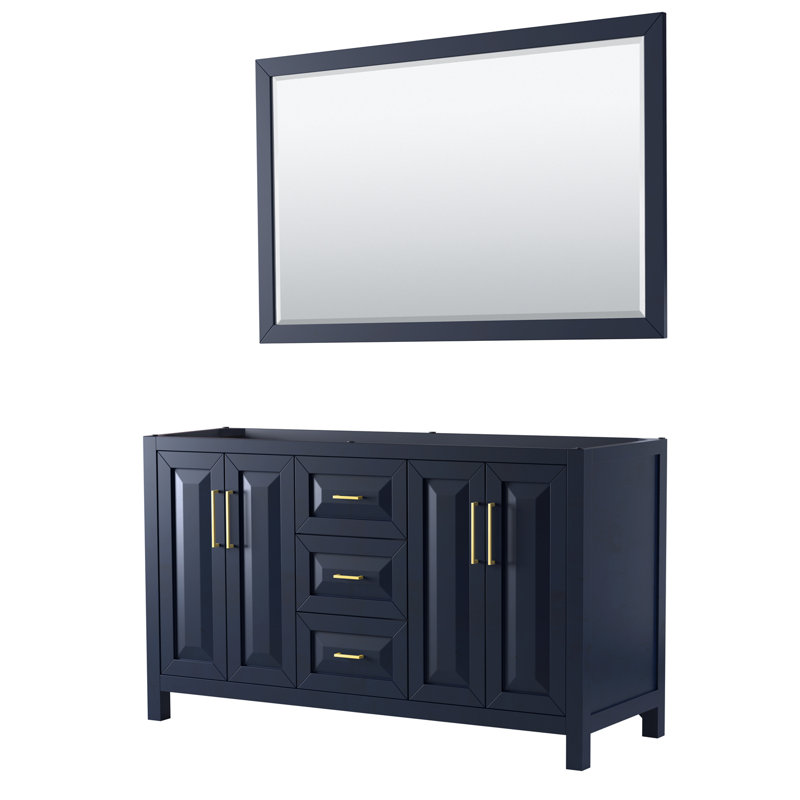 Daria 60'' W Double Vanity, White, Carrara Cultured Marble, Brushed Gold