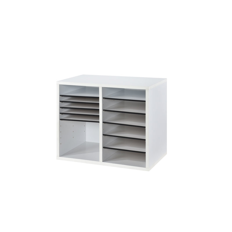 White Medium-Density Fiberboard Adjustable 12 Compartment Organizer