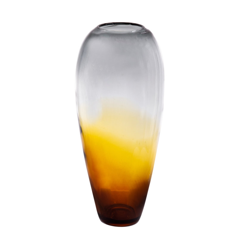 Wigan Handmade Glass Table Vase, Amber, 19.3" H x 8.3" W x 8.3" D