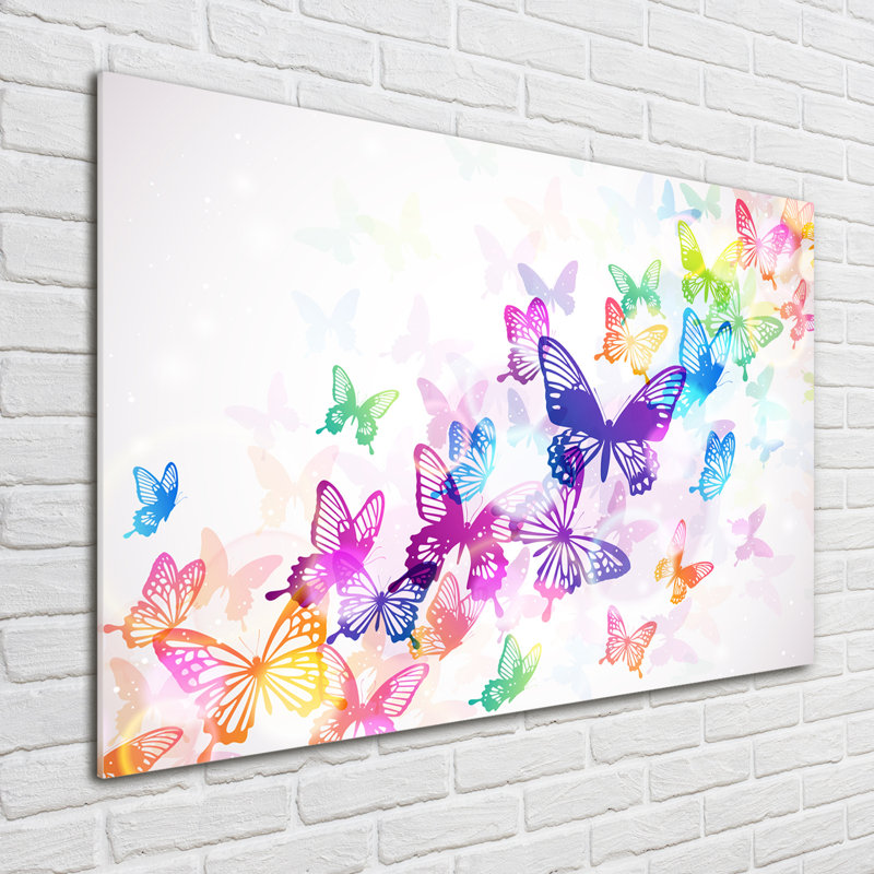 Colorful Butterflies - No Frame Print on Glass