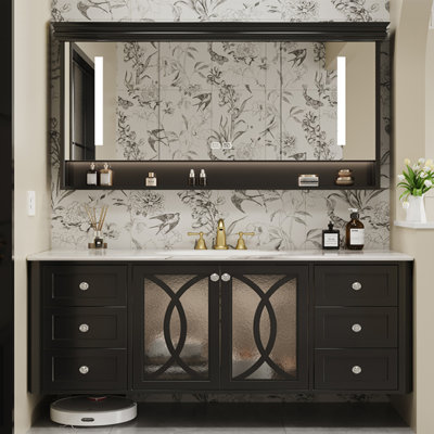 Retro light luxury bathroom cabinet