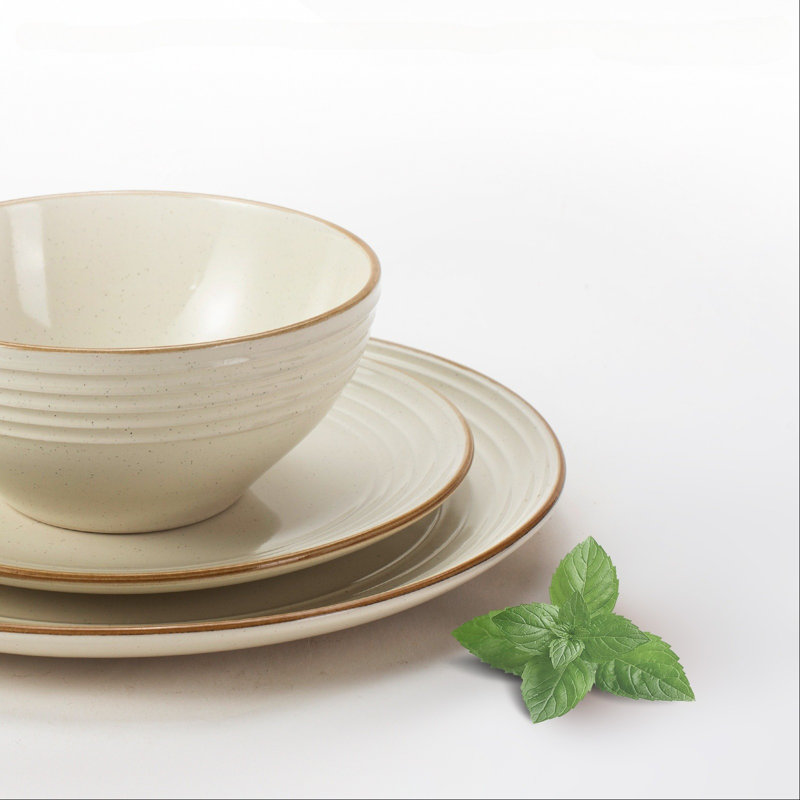 Piece Stoneware Dinnerware Set - Service for 4, Vanilla White