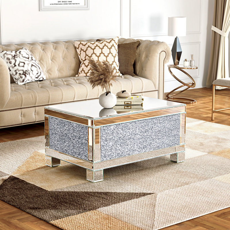 Table basse rectangulaire à losanges en miroir