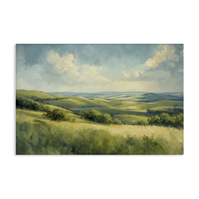  «Rolling Emerald Horizon», art mural sur toile par Gina Kelly, H 20 po x l 30 po