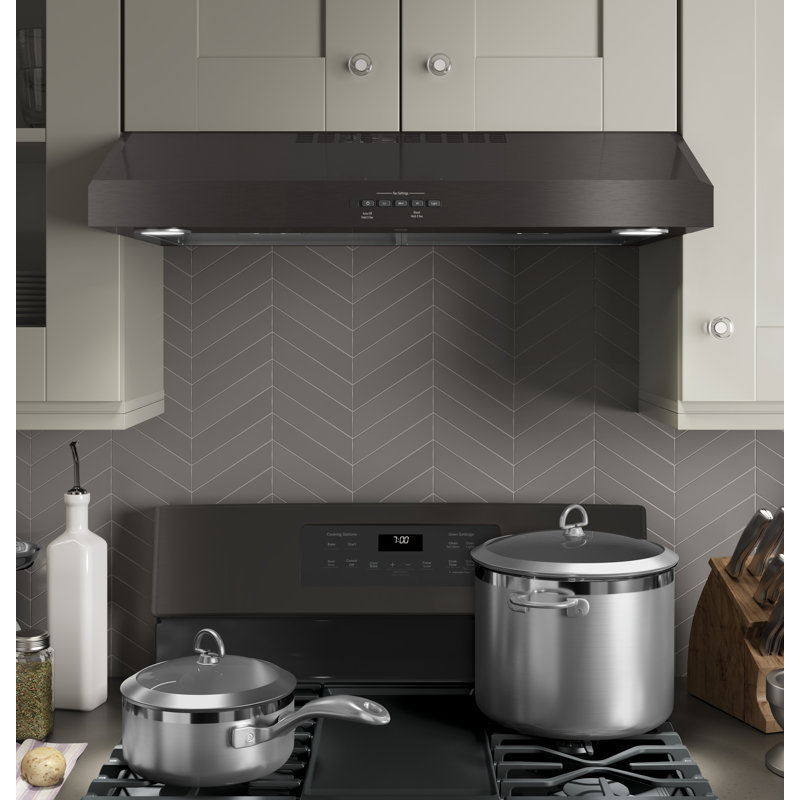 29.88" 310 CFM Convertible Under Cabinet Range Hood with Nightlight, Fingerprint Resistant Black Stainless Steel