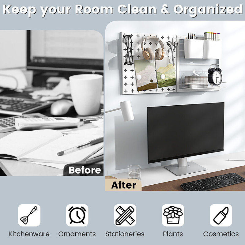 Damyia Wall Organizer with Wall Baskets