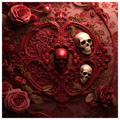 Rideaux de douche Red Skull Roses