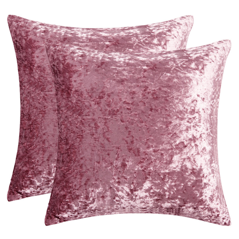  Velvet Pillow Cover, 18" H x 18" W, Pink