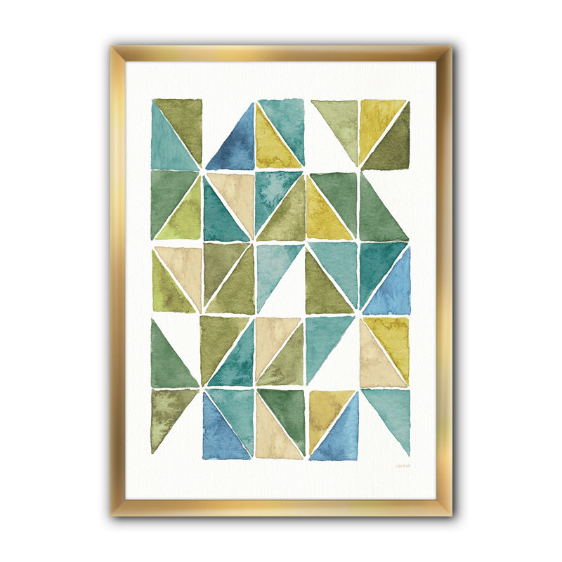 «Geometric Green Triangle I», reproduction d'art sur toile, H 20 po x l 12 po x P 1po, Cadre doré