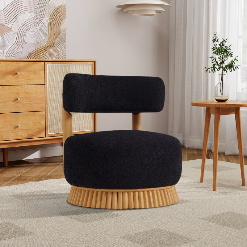 Chaise d'appoint moderne rembourrée avec base en bois, Noir