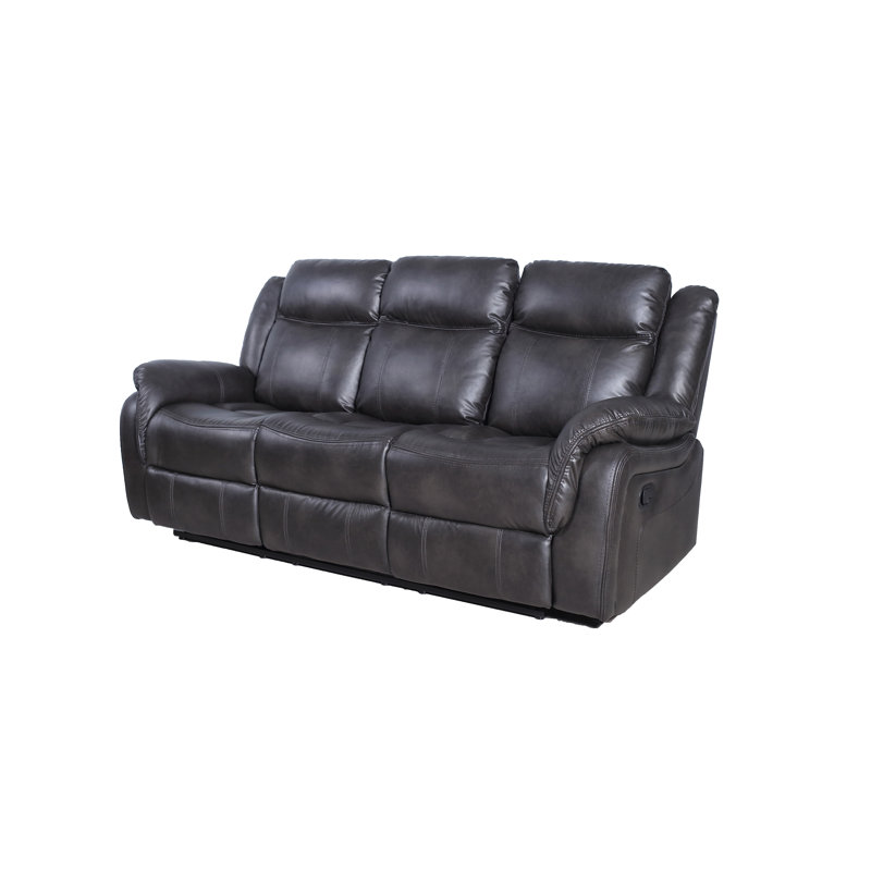 Hausmann Faux Leather Recliner, Gray Faux Leather