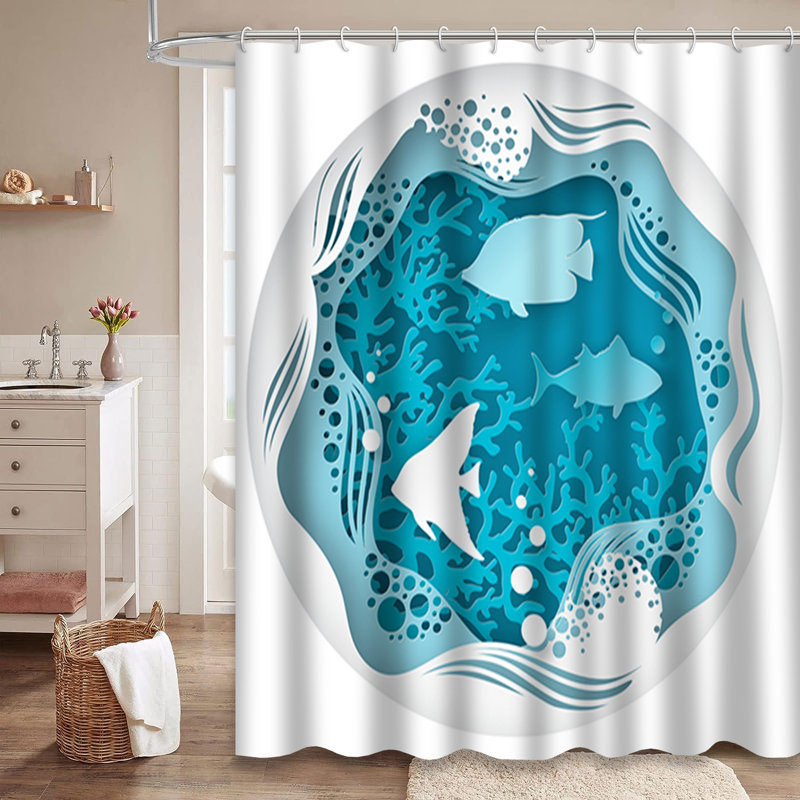 Rideau de douche à 12 crochets Sea Coral, L 72 po x l 78 po