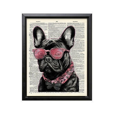 Bouledogue français avec lunettes de soleil roses n ° 2