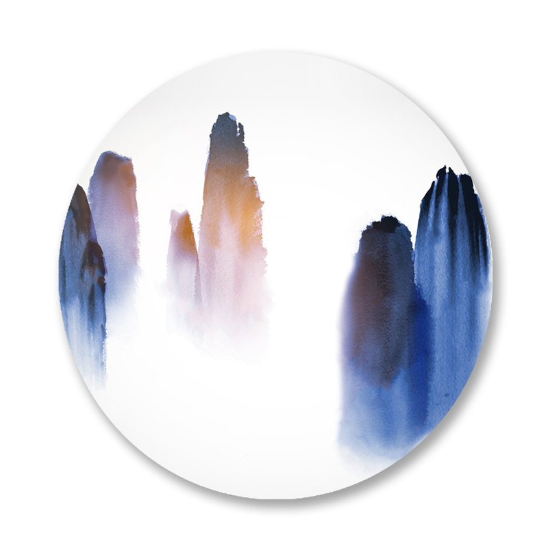 Brume aquarelle - impression ronde sans cadre, H 24 po x l 24 po, Plastique / acrylique