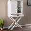 Armoire de rangement blanche de style campagne avec accents dorés de 14,6 po de largeur, une option de divertissement moderne et polyvalente