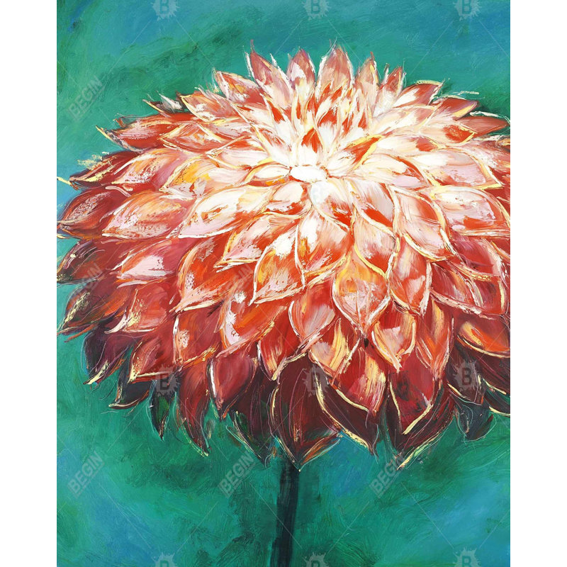 Abstrait fleur de dahlia - Toile encadrée pour le décor de la chambre à coucher
