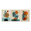 «Blue and Orange Bohemian Minimalist Geometric Plant - Abstract Botanical», art mural encadré 3 pièces-129072869-129072872