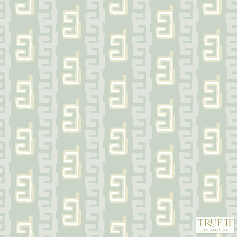 Gaga Greek Small Repeat Luxury Throw Pillow, Square 24", Fresh Eucalyptus