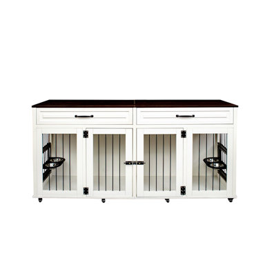 Cage pour chien robuste, convenant aux chiens de taille moyenne à grande, cage de style meuble, avec cage en bois à double porte