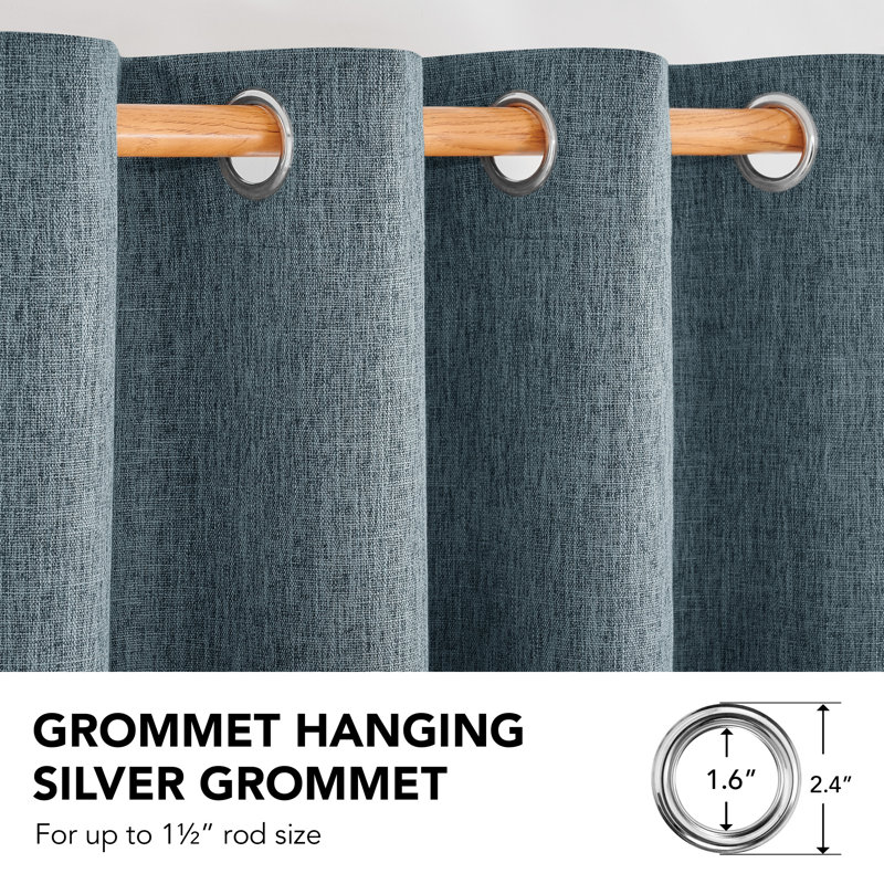 Milay Blackout Grommet Curtain Panel, 52" W x 96" L, Teal