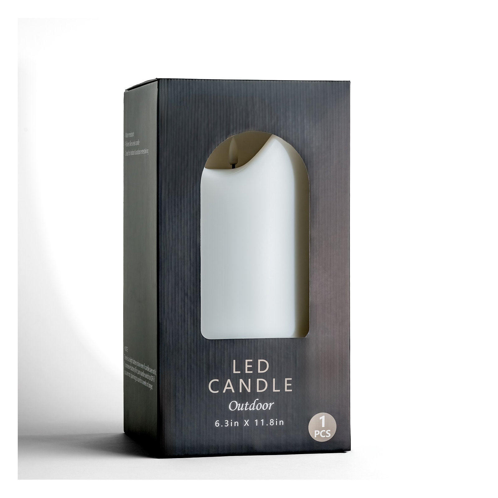 White Flameless Outdoor Candle, Medium 