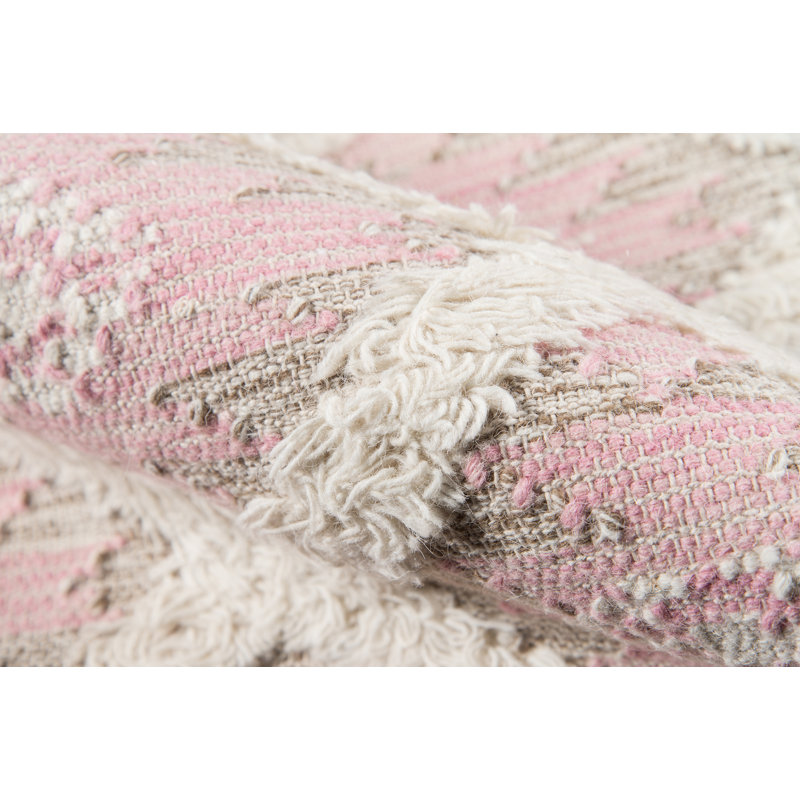 Tapis rose en laine tissé à la main à motif géométrique Georgetown, Rectangle 2 pi x 3 pi