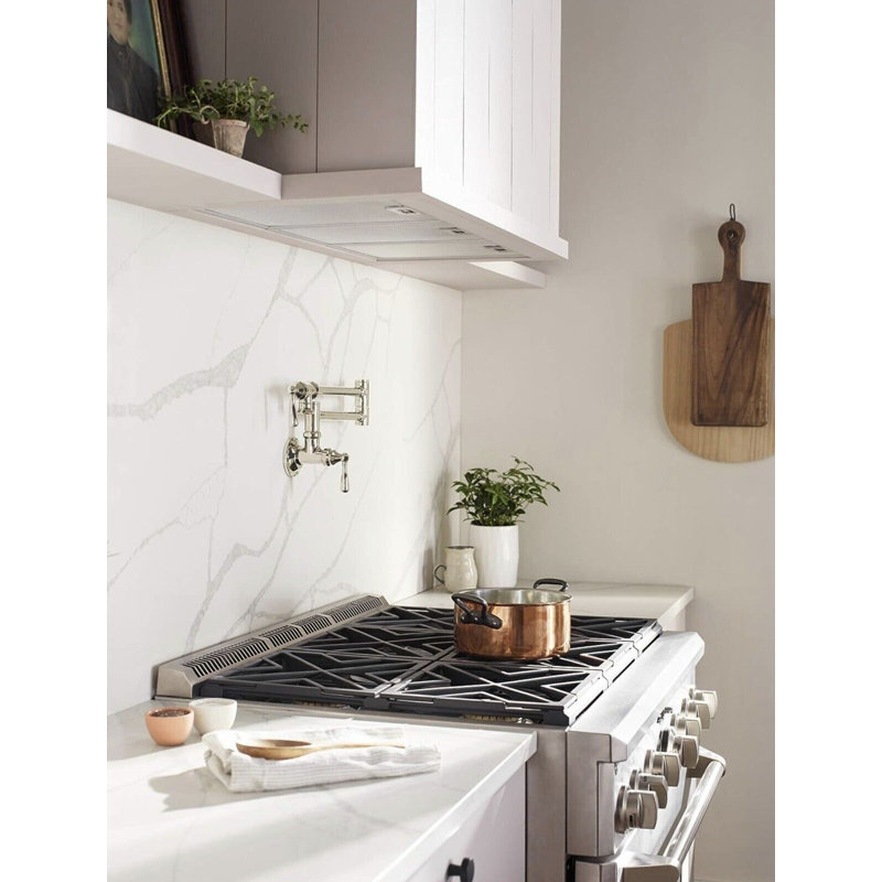 Moen Traditional Wall Mount Swing Arm Folding Pot Filler Kitchen Faucet, Polished Nickel