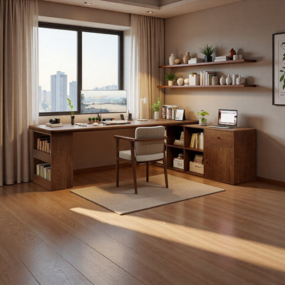 Solid Wood L-Shaped Desk with Storage Design by One Allium Way