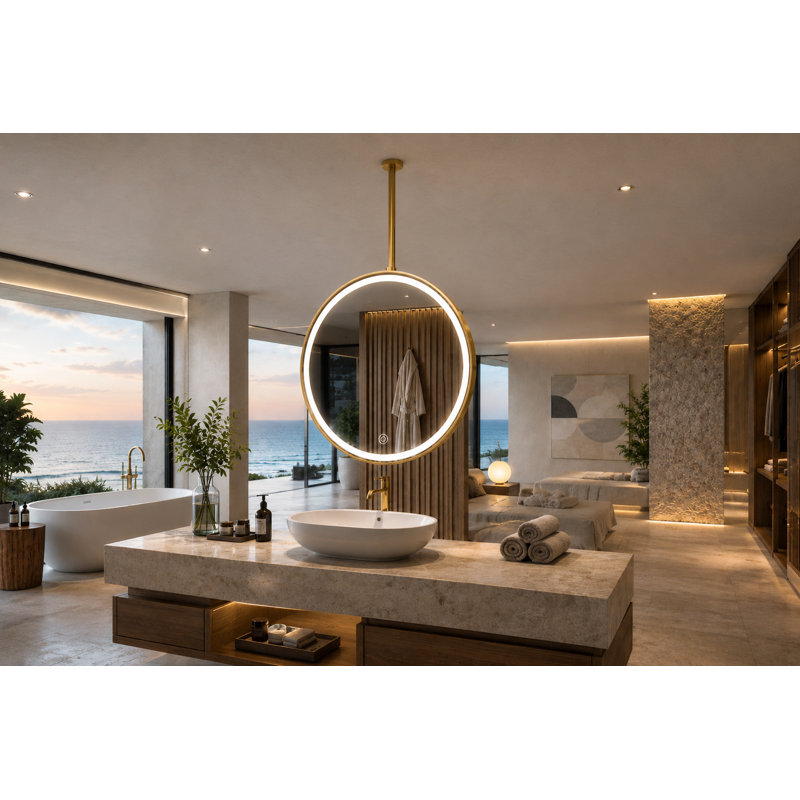 Miroir rond en verre brossé Sol