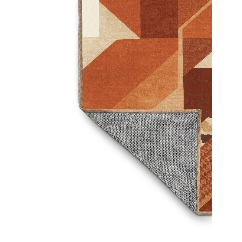 Tapis géométrique brun lavable à la machine d'inspiration Buckland, 2 x 5