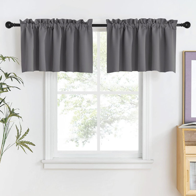 Polyester Blackout Rod Pocket Valance, Gray, 52" W x 18" L