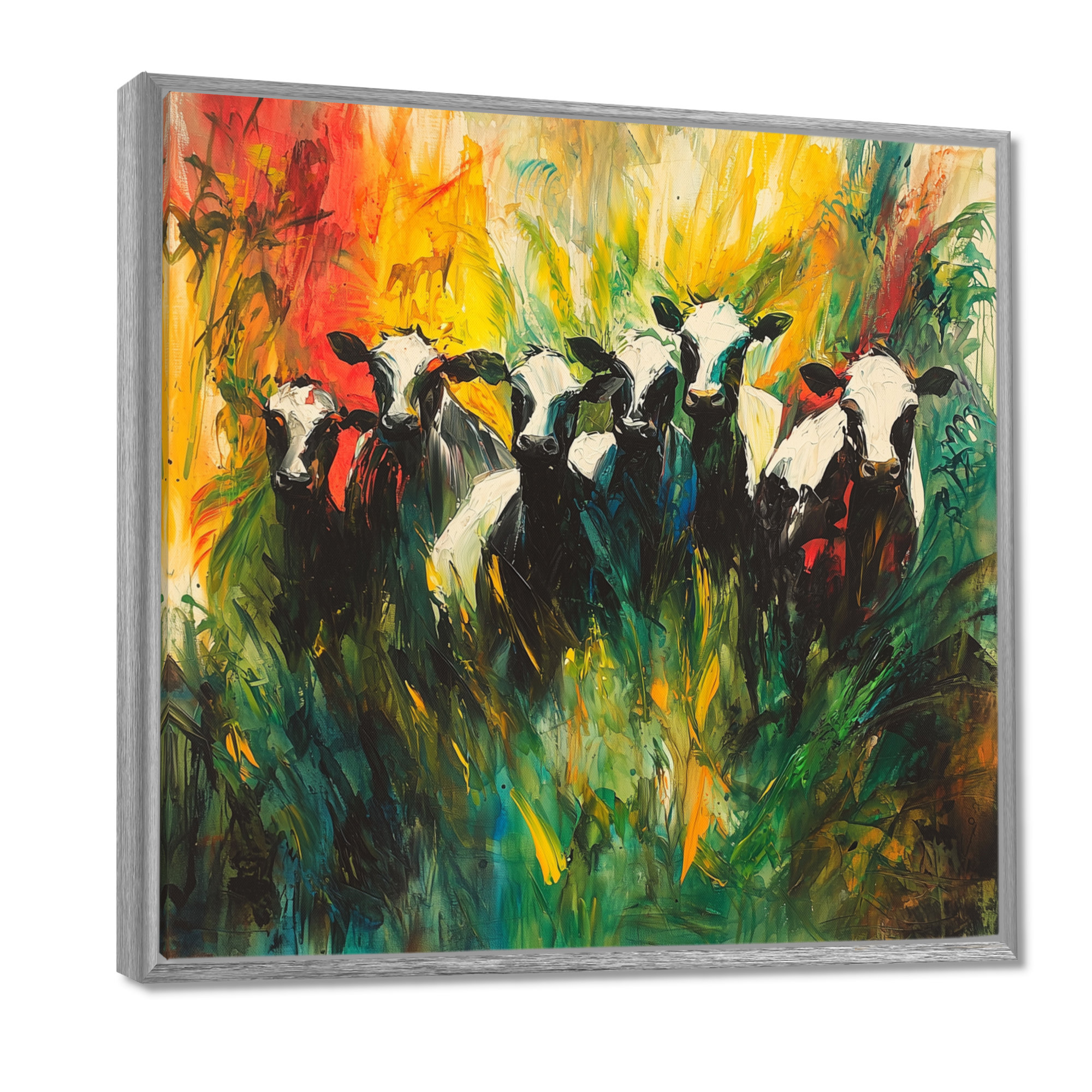 August Grove® Abstract Cow Herd I - Cow Canvas Wall Art | Wayfair