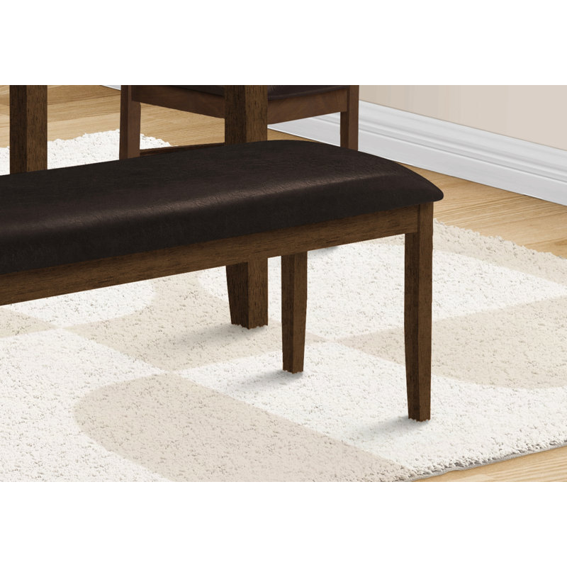 Banc, rectangulaire 48 po, salle à manger, vestibule, couloir, cuisine, rembourré, bois, bois massif brun, aspect cuir brun, transitionnel