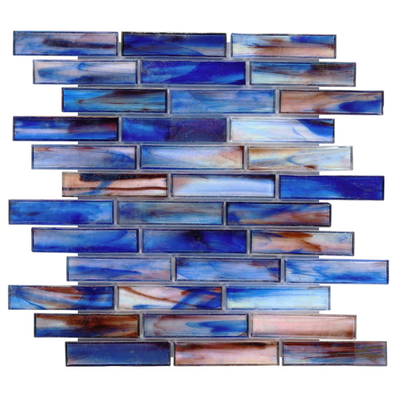 Carreau de mosaïque murale en verre 11,82 po x 12 po Waterscape, Bleu Cove