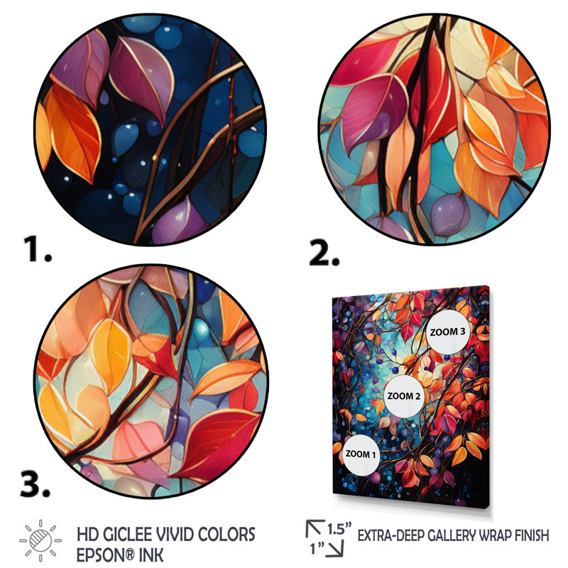 Hugon " Multicolor Vibrant Vines II ", Black Single Picture Framed, 20" H x 12" W x 1" D