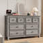 Ensemble de commode 2 pièces - commode 8 tiroirs et table de chevet 3 tiroirs l 26,7 po avec station de charge, gris délavé