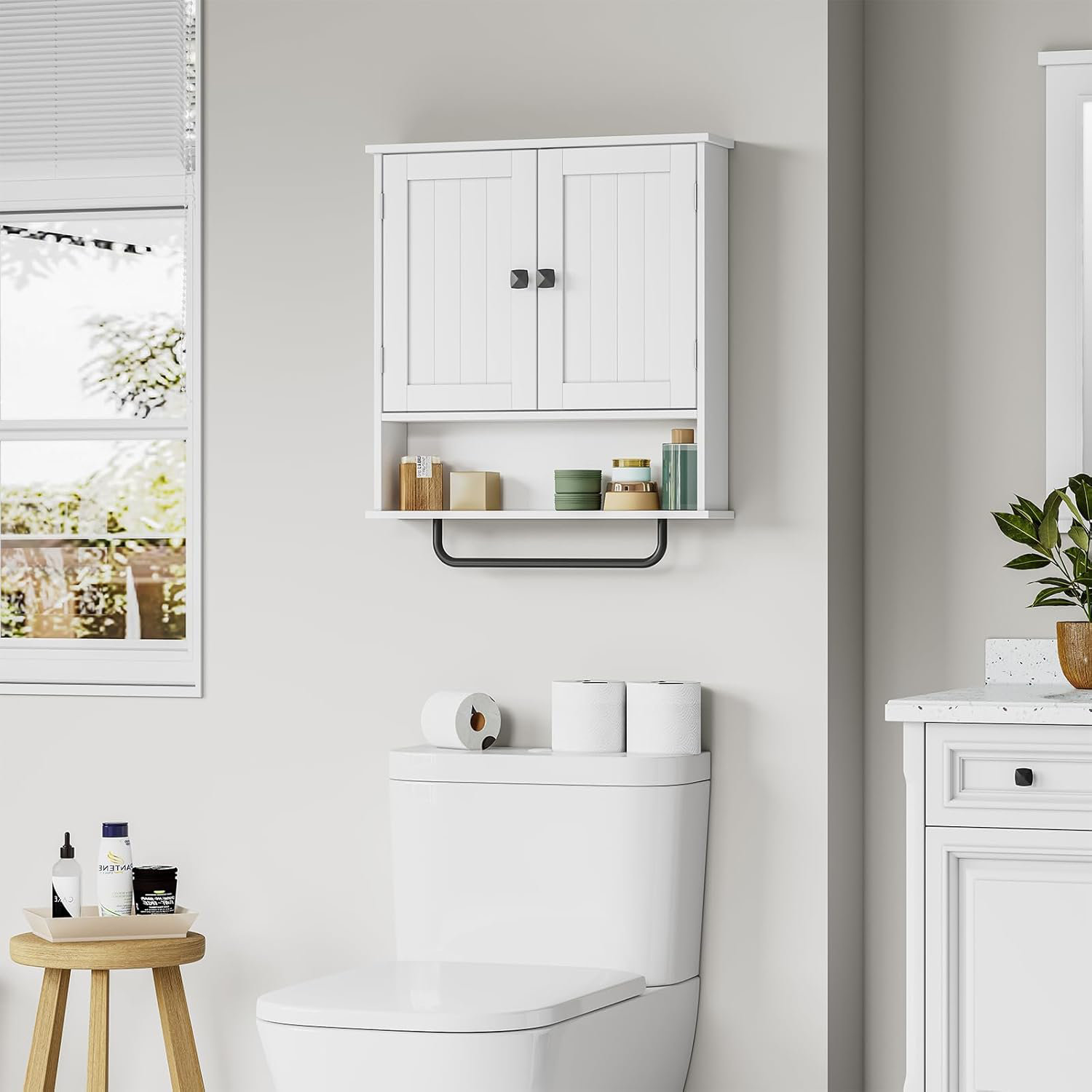 Lark Manor Bathroom Cabinet With Towels Bar, Over The Toilet Storage ...