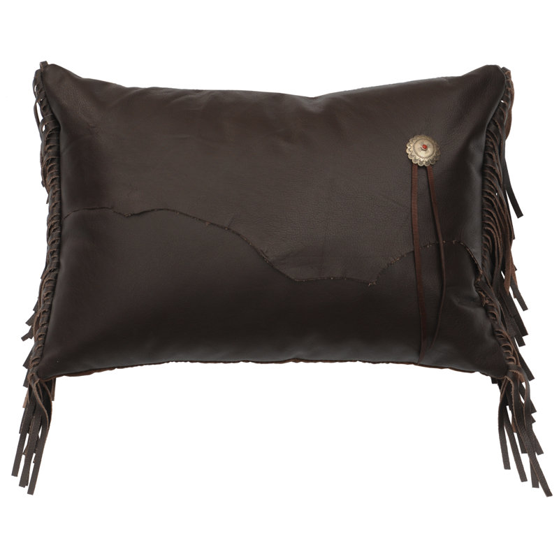 Wooded River Mesa Espresso Leather Pillow (12"x18") - Fabric Back